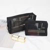 New Black Mesh Cosmetic Bag Portable Zipper Closure Toiletry Bag Clear Mesh Multi-functional Makeup Bag Travel Use