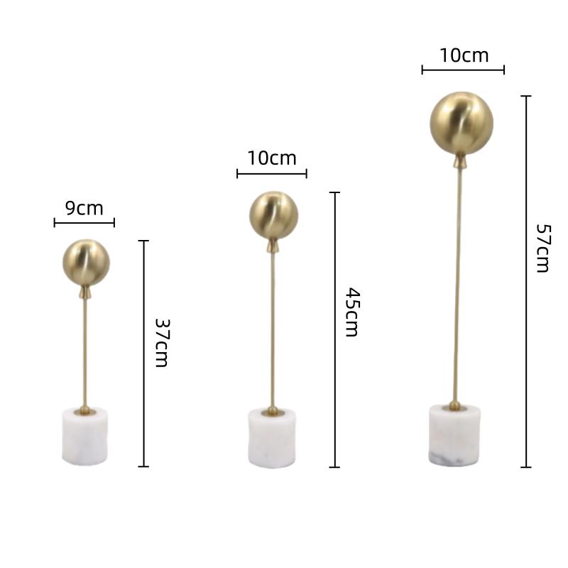 Metal Handicraft Golden Balloon Geometric Abstract Golden Ball Sculpture Metal Decorative Figurines Home Decoration Accessories