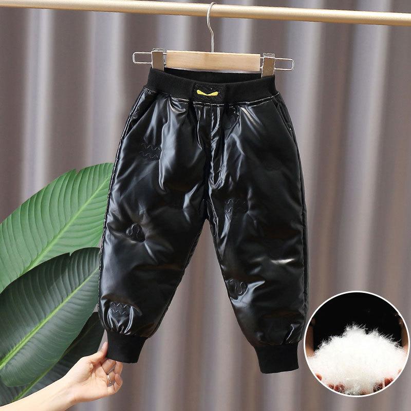 

Зимние детские штаны для мальчиков на белом утином пуху, водонепроницаемые, не требующие стирки, зимние штаны для девочек, детские брюки для маленьких мальчиков 80cm чёрный