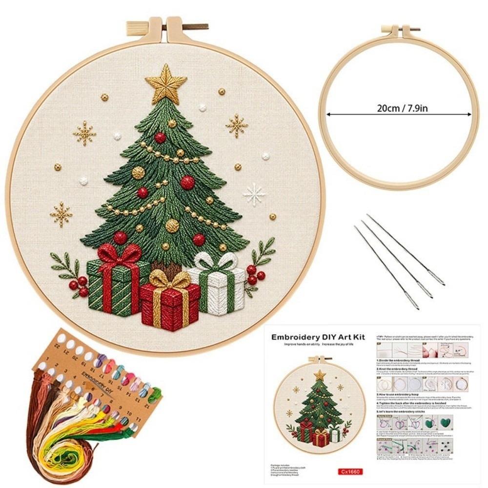 Santa Claus Christmas Embroidery Kit Handmade DIY Embroidery Kit Xmas Embroidery Craft Set  Indoor