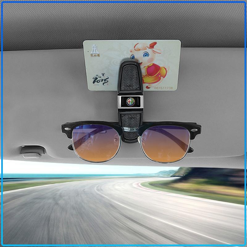 1pcs Car Sun Visor Glasses Box Universal Sunglasses Clip Card For Alfa Romeo 147 159 156 Giulietta Giulia Mito Spider Alpha Nheadrest