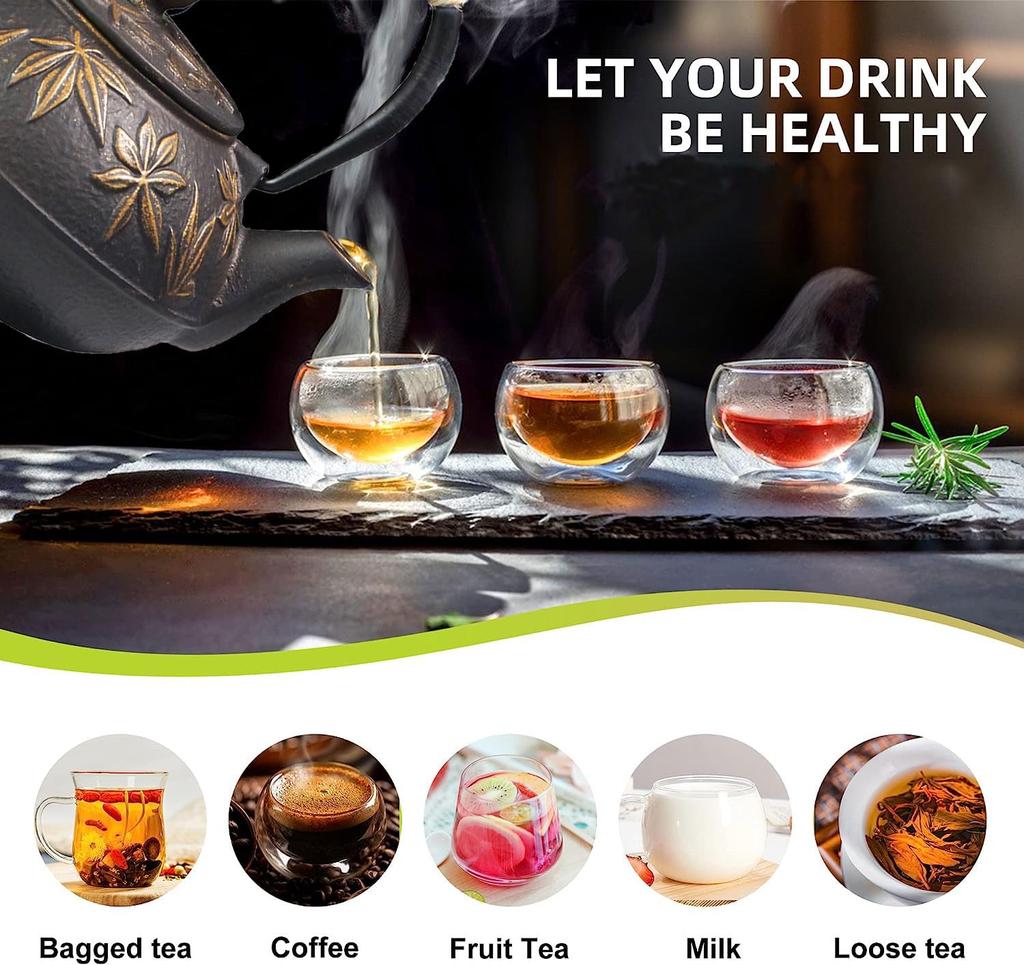 Iron Teapot, No Enamel, Iron Supplement, Teapot with Strainer, Induction Cooking, Direct Heat, Stylish, Gold Maple Leaf Design, 800ml