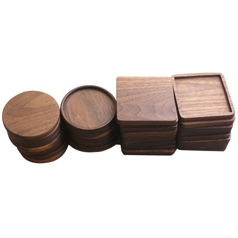 Engraved Wooden Tea & Coffee Coaster Set with Creative Insulation Pads and Trays