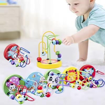 Holz Mini Cartoon Perlen Farbe Kognitives Puzzle Früherziehung Fingerfertigkeit und Feinmotorik Training Spielzeug