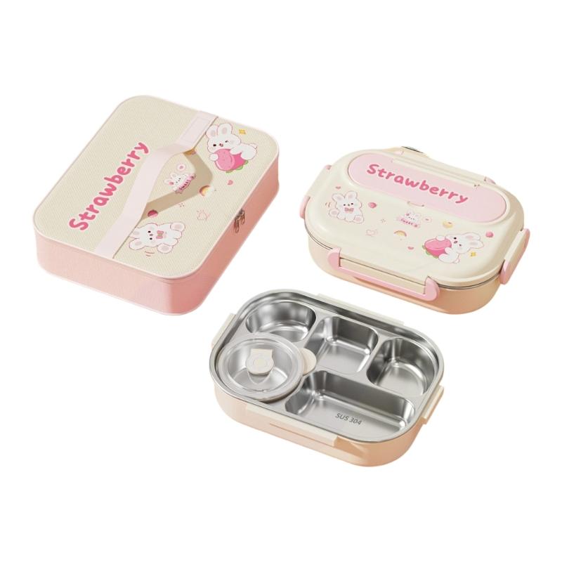 Stainless Steels Meal Preps Container Leak Proof Multiple Compartment Microwaveable Lunch Box For Travel Outdoor Use