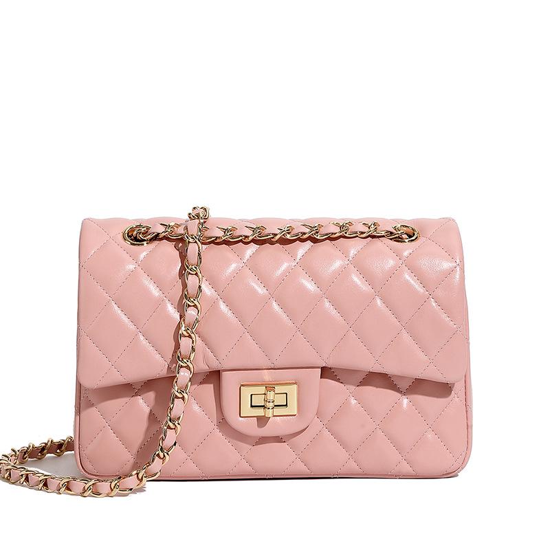 Women's Luxury Diamond Lattice Cowhide Chain Bag - Single Shoulder or Crossbody Style