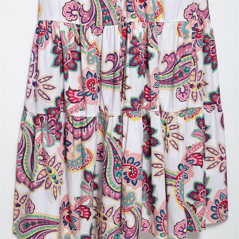 2025 Spring/Summer Women's Slim Open Waist V-Neck Print Dress