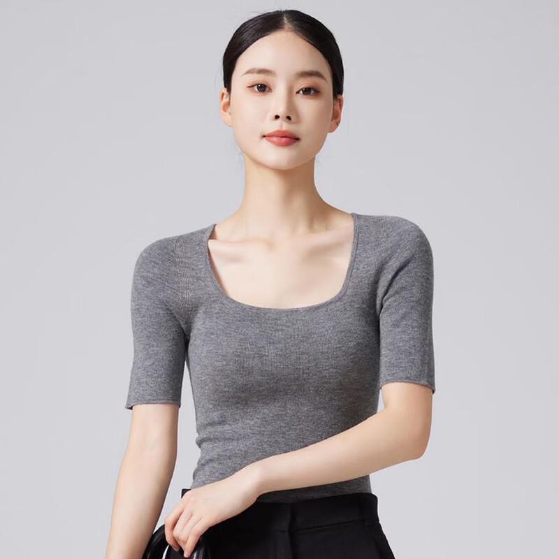 Women's 100% Wool U-Neck Slim Fit Pullover Sweater
