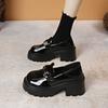 Thick-soled one-pedal lazy shoes, small man increases height, small leather shoes, women's autumn Mary Jane leather shoes