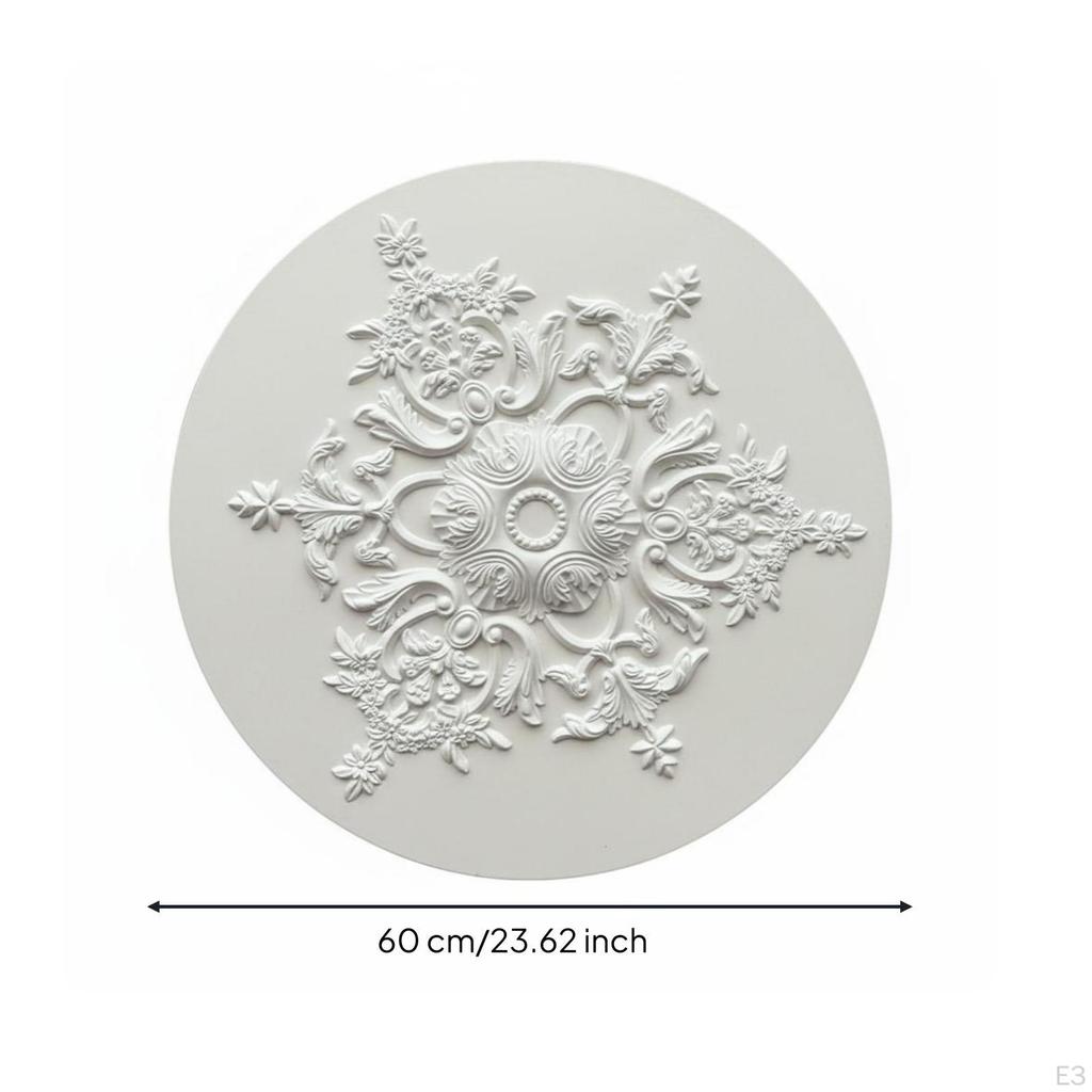 Ceiling Light Base Elegant Floral Raised Medallion Polyurethane Centerpiece for