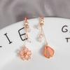 New Trendy Asymmetric Dangle Earrings For Women Shiny Crystal Flower Butterfly Long Tassel Cute Cat Earring Sweet Zircon