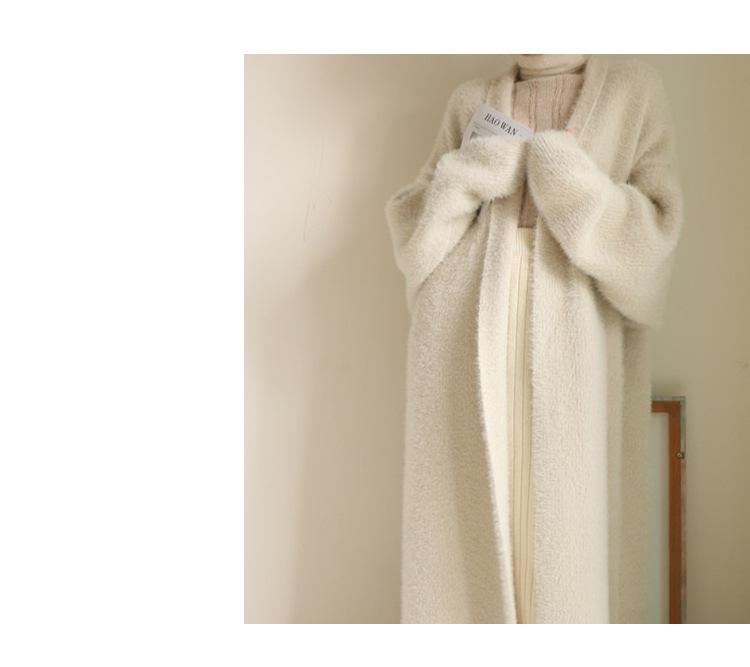 Korean Style Women's Loose Knit Cardigan: Autumn/Winter Mid-Length