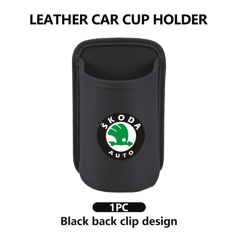 Für Skoda Leder Auto Wasserbecherhalter Innen Getränkehalter Organizer Zubehör Fabia 1 2 Octavia a7 RS Superb Rapid Yeti Karoq