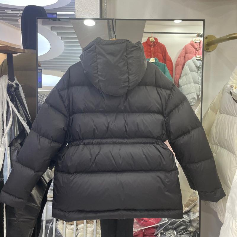 Damen Daunenjacke mit Kapuze Warm Herbst Winter Oberbekleidung Einfacher Kordelzugmantel Koreanischer Stil