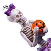 Indoor Festive Ornaments 2Pcs/Set Couple Skeleton Statues, with Pumpkin Figurines, Men Gothic Room Accessories Women for Halloween Table Mantel Shelf