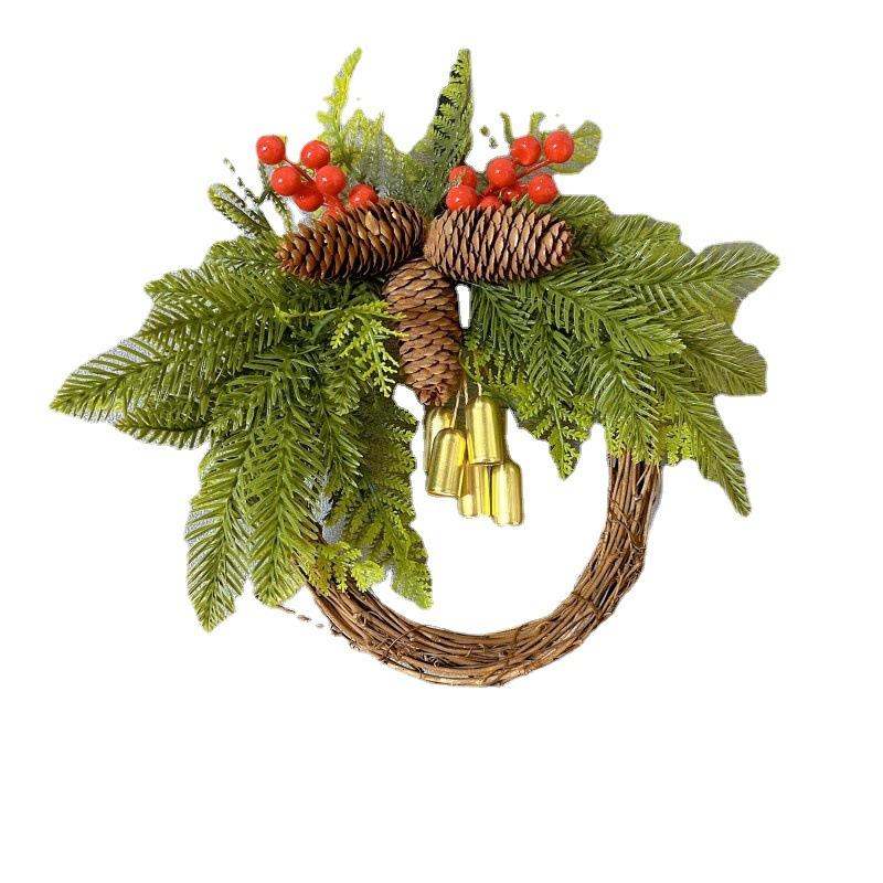 Pine Cone Bell Vine Wreath, Christmas Door Hanging with Country Style, Holiday Decor for Home Fireplace Wall Decor