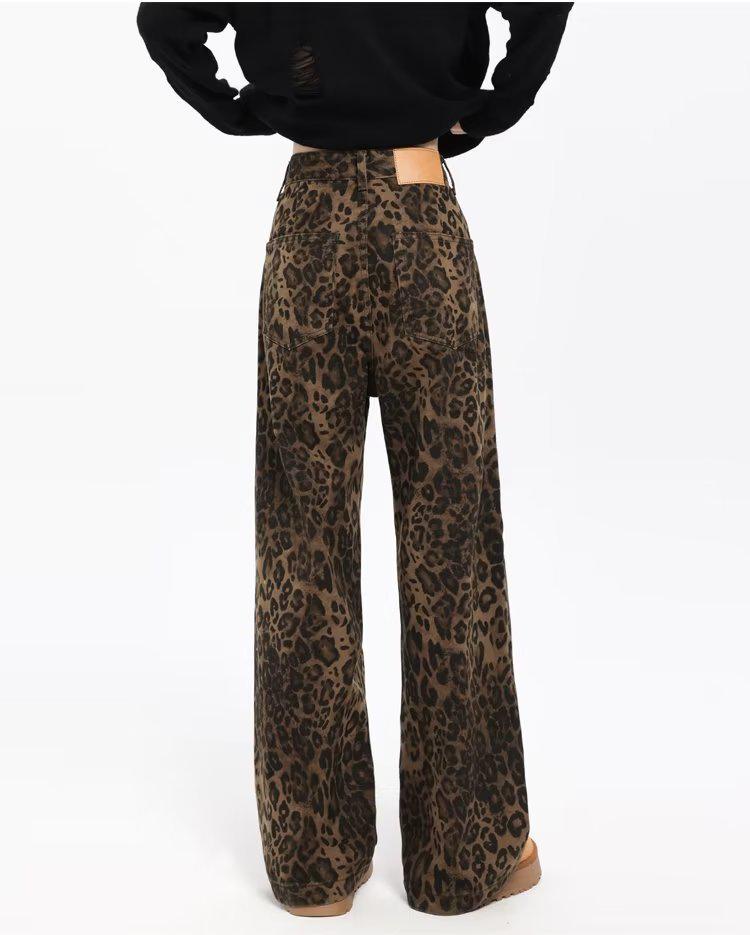 Unisex Retro-Freizeithose mit geradem Bein und Leopardenmuster