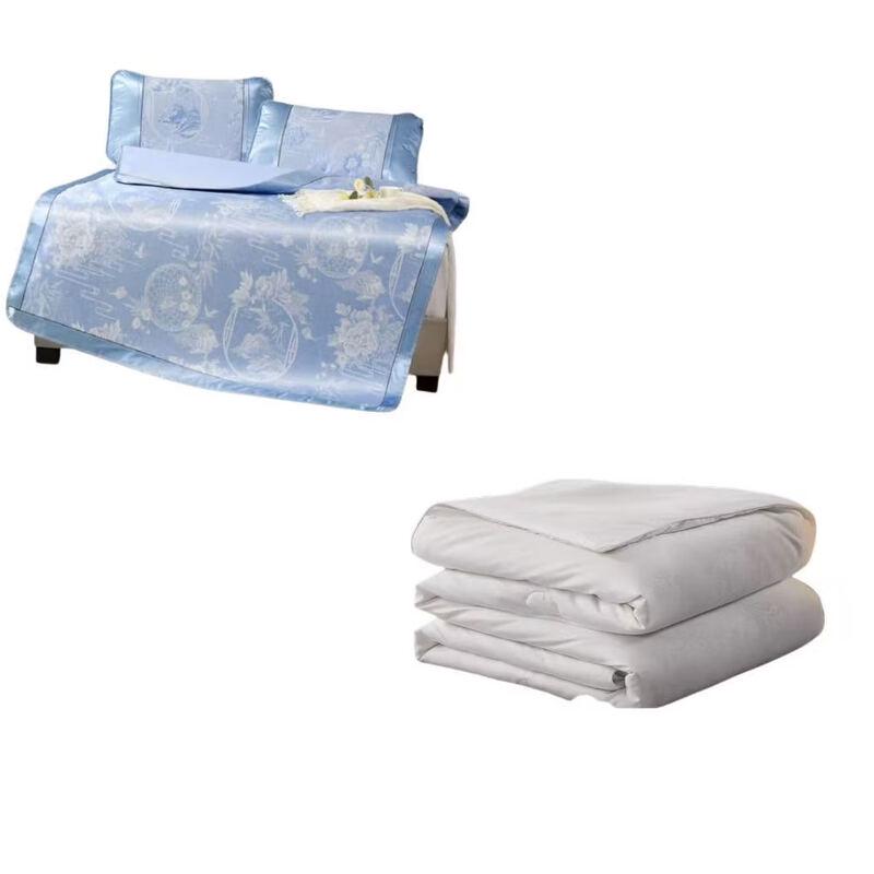Fu Anna Ice Silk Mat & Tussah Silk Summer Quilt Set