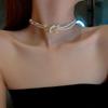 Collana a Clavicola con Nappa di Perle e Farfalla in Stile Coreano