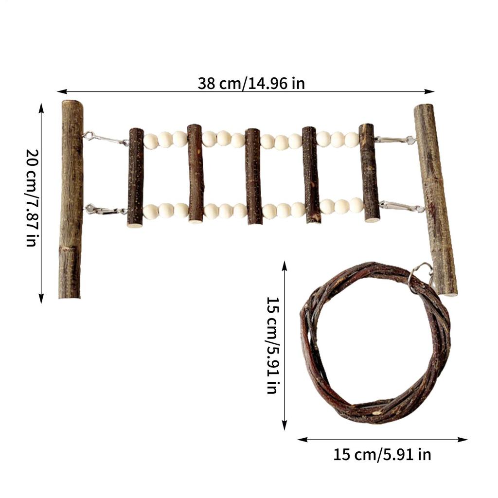 Bird Swing Ladder Flexible Interactive Suction Cup Wooden Cage Perch Bird Playground Swing Hammock For Lovebirds Goldens