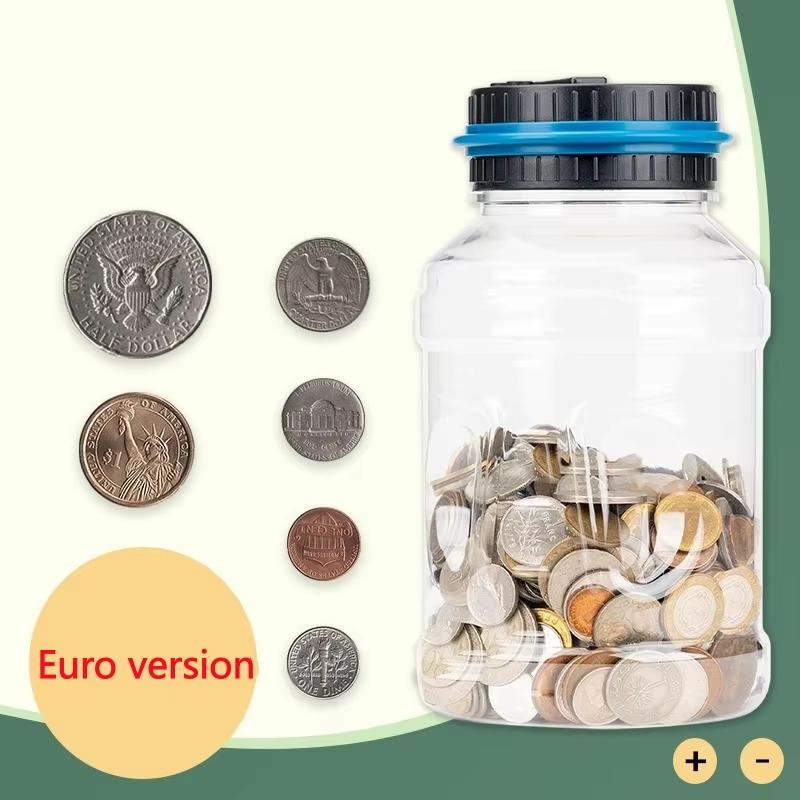 

1PC Electronic Piggy Saving Box Digital LCD Counting Coin Bucke Jar Coins Storage Box For USD EURO Money Gifts Child Storage