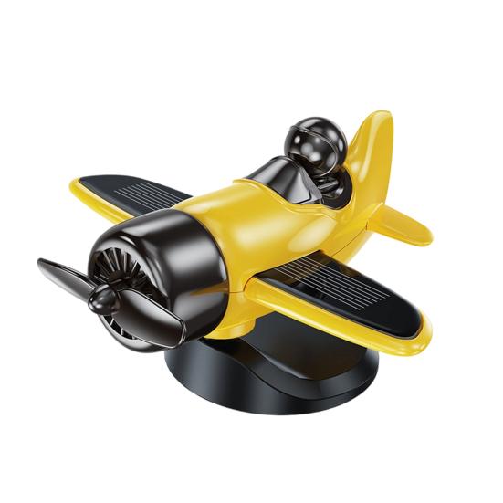Solar Airplane Car Ornament Multifunctional Solar Powered 360-Degree Rotating Car Dashboard Airplane Ornament