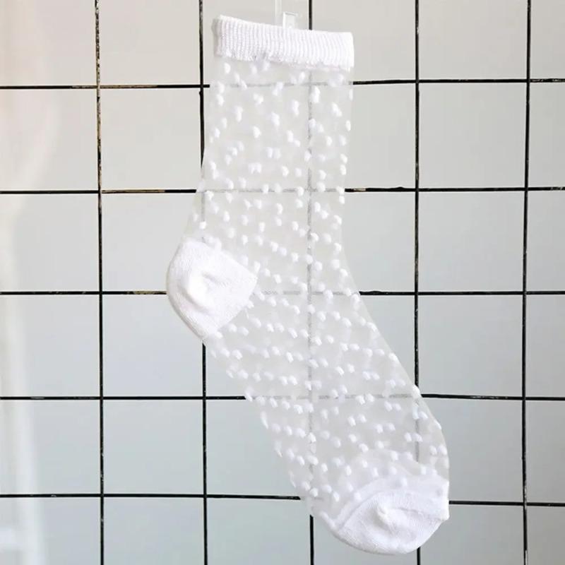 Womens Lace Transparent Socks Black White Fishnet Socks Summer Fashion Elasticity Ankle Thin Women Socks Sheer Hosiery