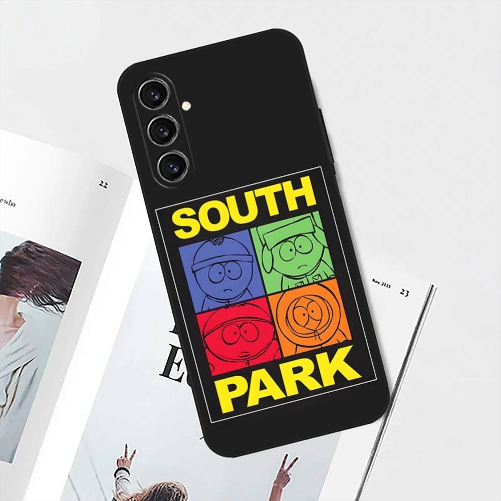 Cartoon Funny S-South-P-Park Phone Case For Samsung S25,S24,S21,S22,S23,S30,Ultra,S20,Plus,Fe,Lite,Note,10 Black Soft Shell