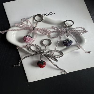 Luxury Rhinestone Strawberry Pendant Phone Strap & Keychain