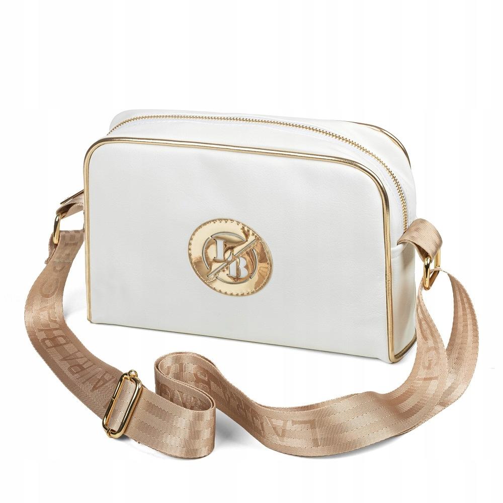 Laura biaggi polish messenger bag white