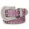 Vintage Rhinestone Sparkly Punk Belt with High-End Pin Buckle