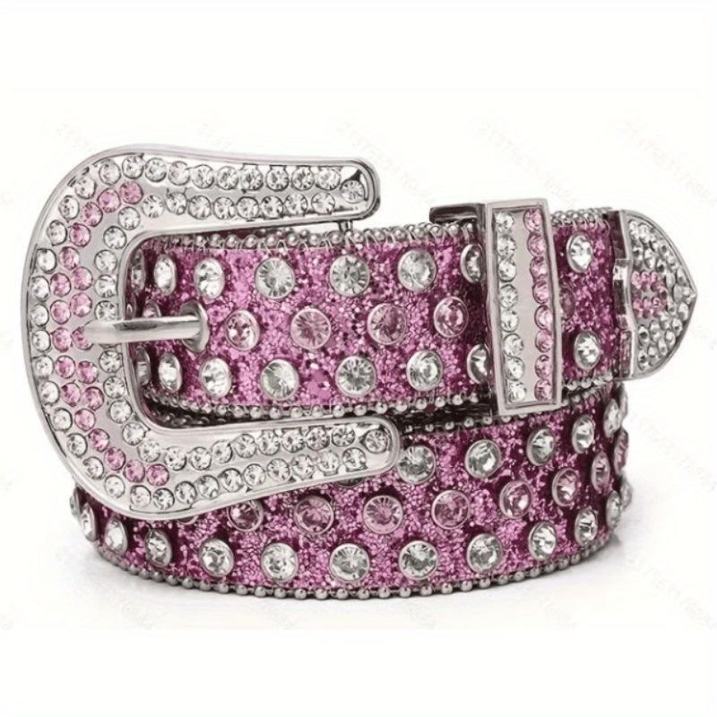 Vintage Rhinestone Sparkly Punk Belt with High-End Pin Buckle
