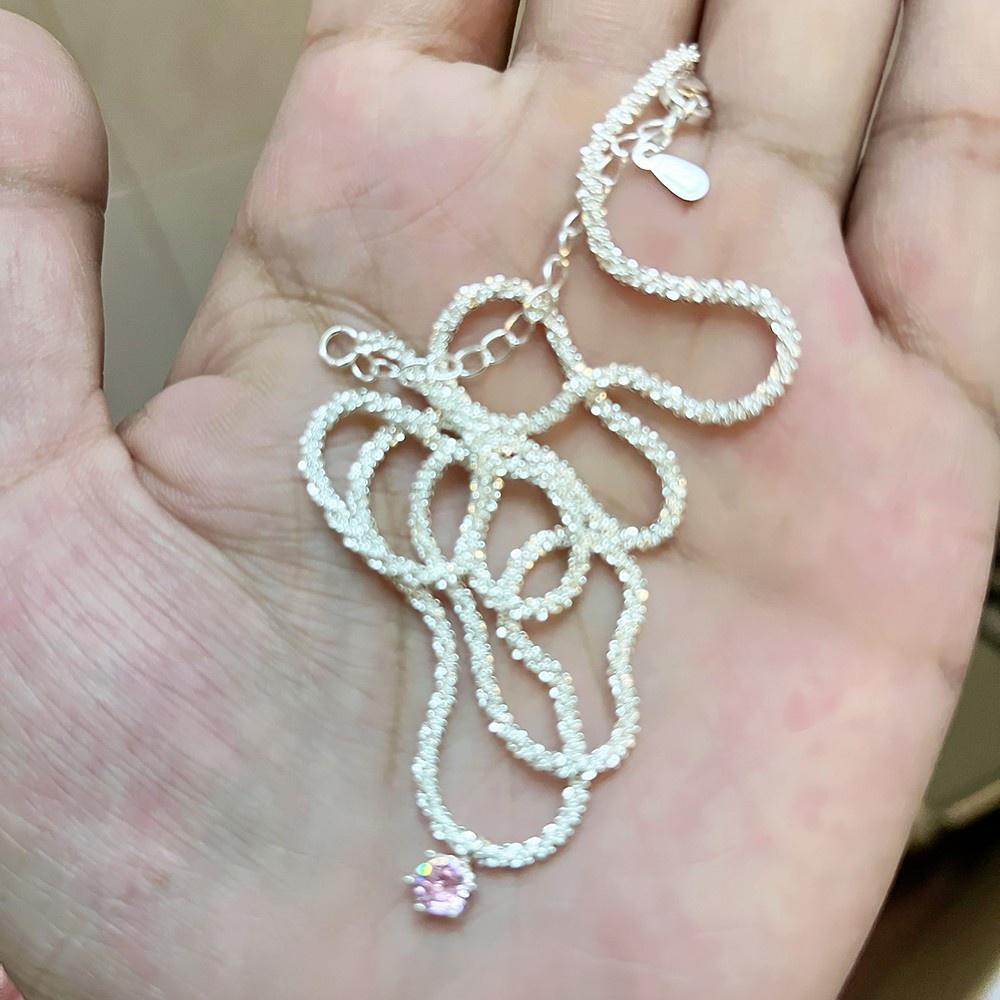 iF ME Shining Silver Necklace Zircon Pendant Chain Choker for Women Jewelry Accessories
