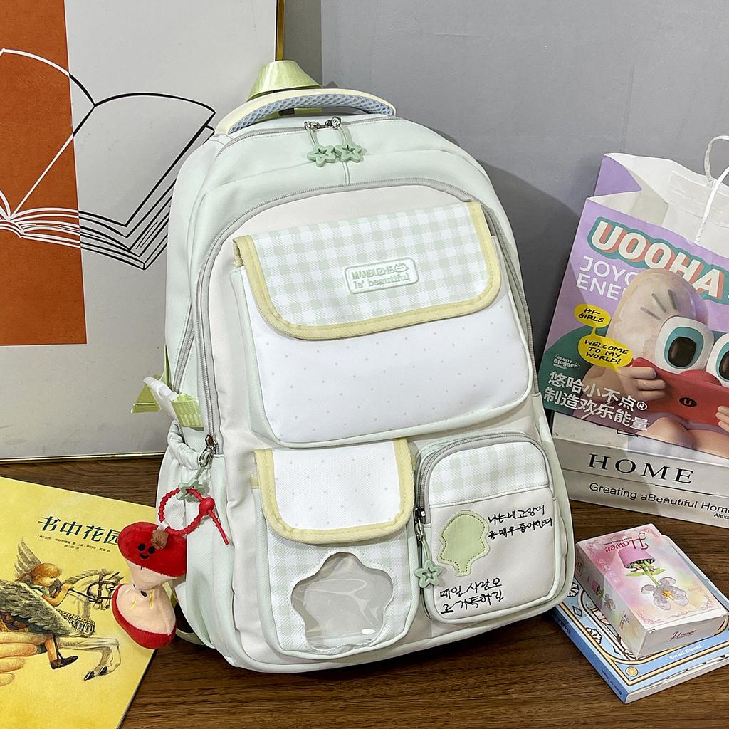 Schoolbag new schoolbag women's college wind milk yellow large capacity high value middle and high school students multi-compartment backpack