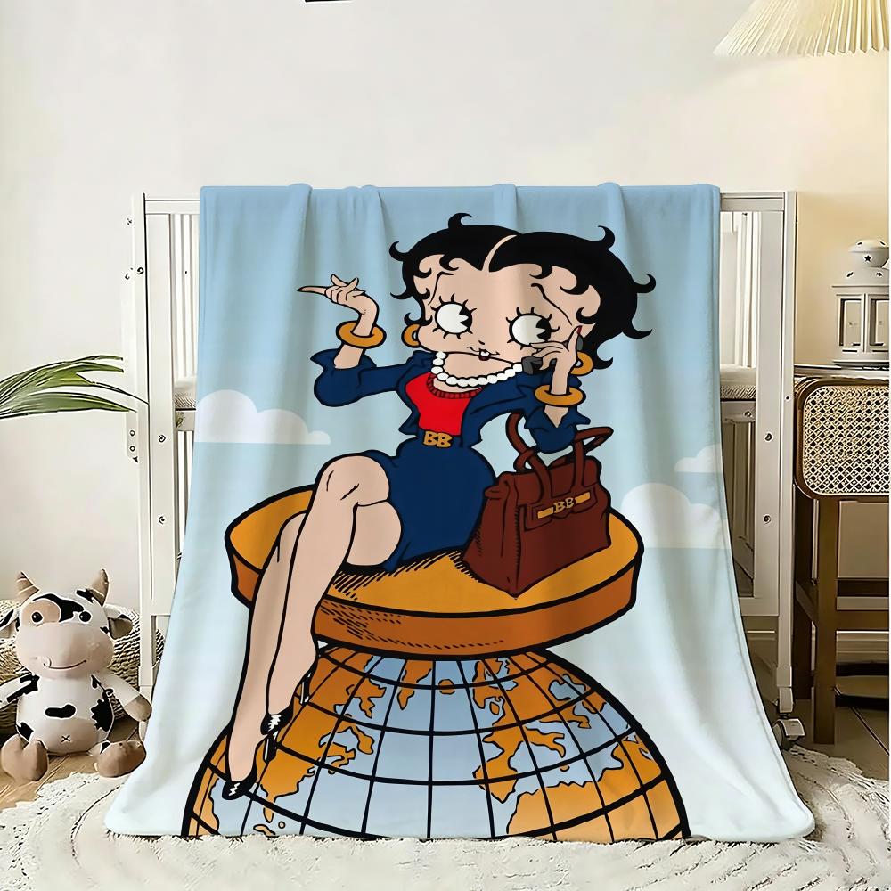 B-BeTTy-CuTe-Boop Throw Soft Flannel Throw Blanket, Lightweight Breathable Summer Nap Blanket For Sofa Home Travel Cozy Decor