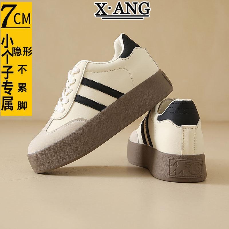 Leather Inner Heightening Women's Shoes Spring and Summer New Versatile Thick Baseplate Shoes Casual Sports