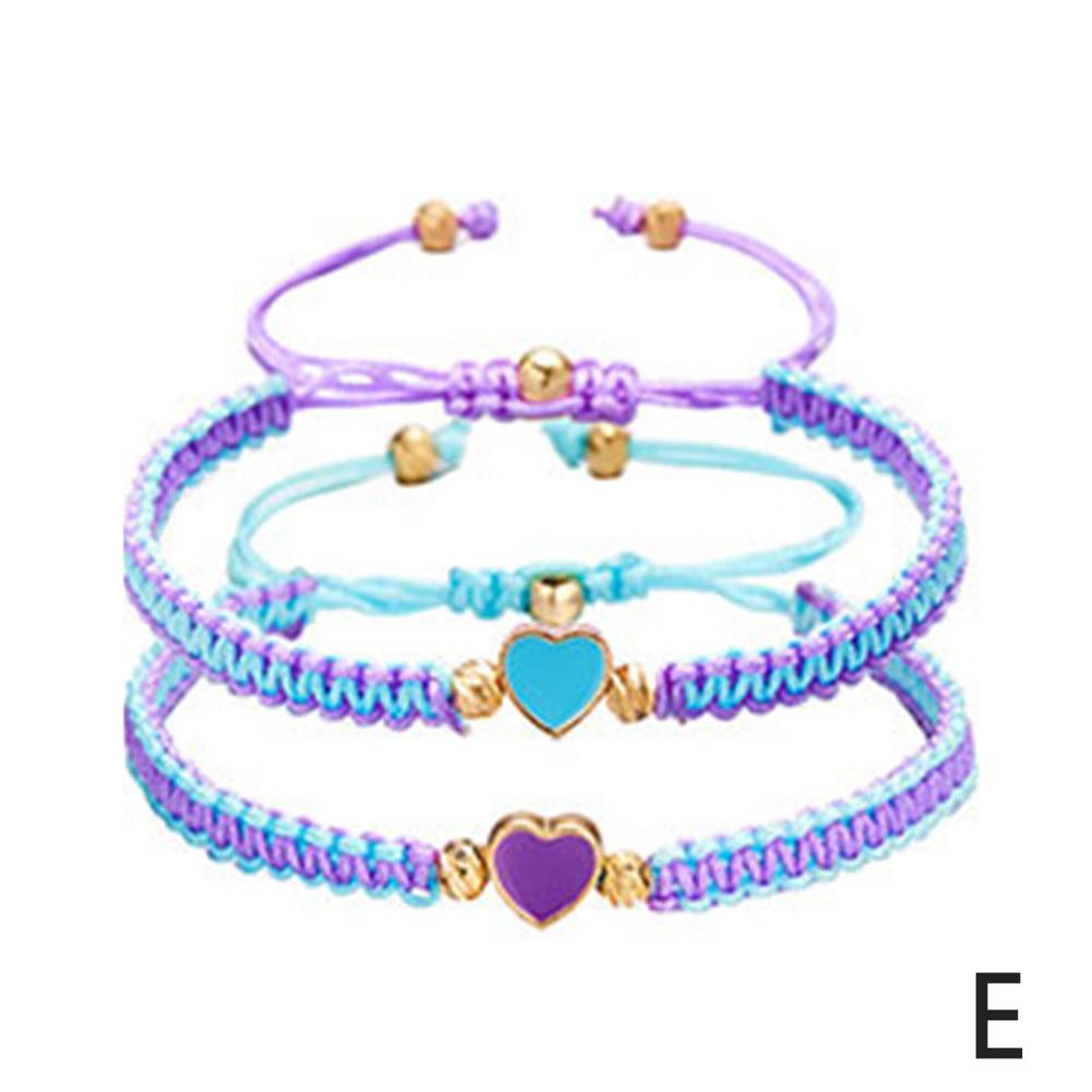 2-Heart Beaded Matching Bracelets For Couples And Best Friends Friendship Adjustable Braid Strand Bracelets For Valentines Gifts