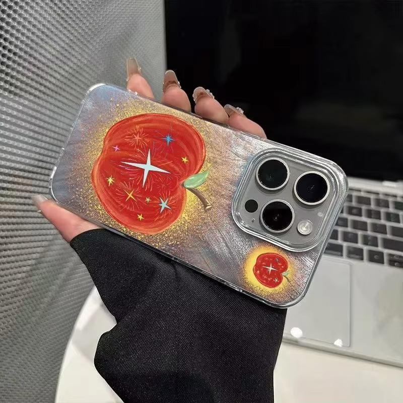 INS Colorful Star Red Apple Pattern Phone Case For Iphone 17 Air 16 16e 17e 15plus 14 13 12 11 Pro Max Y2K Shockproof Hard Cover