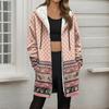 Women's Gradient Print Fashionable Loose Zipper Fleece Hoodie Jacket