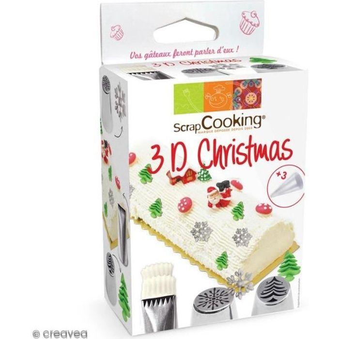 Kit douille à pâtisserie - SCRAPCOOKING - 3D Christmas - 4 pcs - Inox - Décorations de Noël