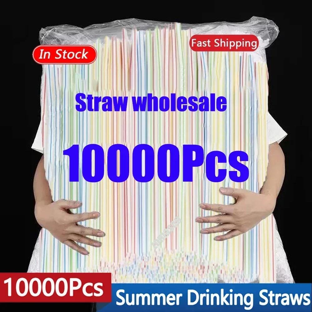 100-10000Pcs Food Grade Plastic Drinking Straws Multicolor Christmas Festive Party Wedding Bar Cocktail Beverage Straws
