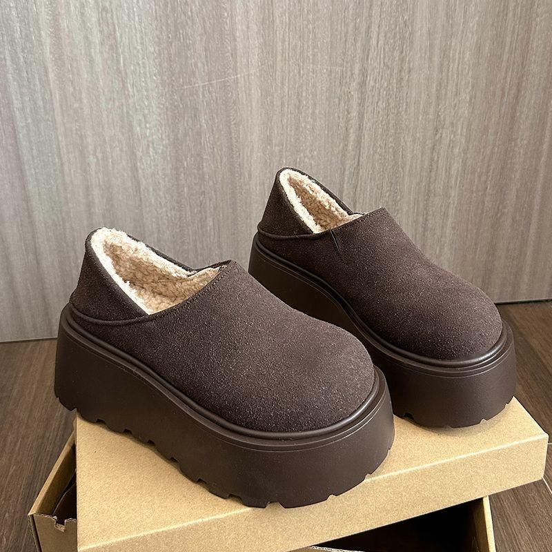 

Two easy to wear, simple and comfortable cotton shoes, autumn and winter evening breeze temperament cotton shoes, comfortable and non-slip shoes insid 40 темно-коричневого кольору