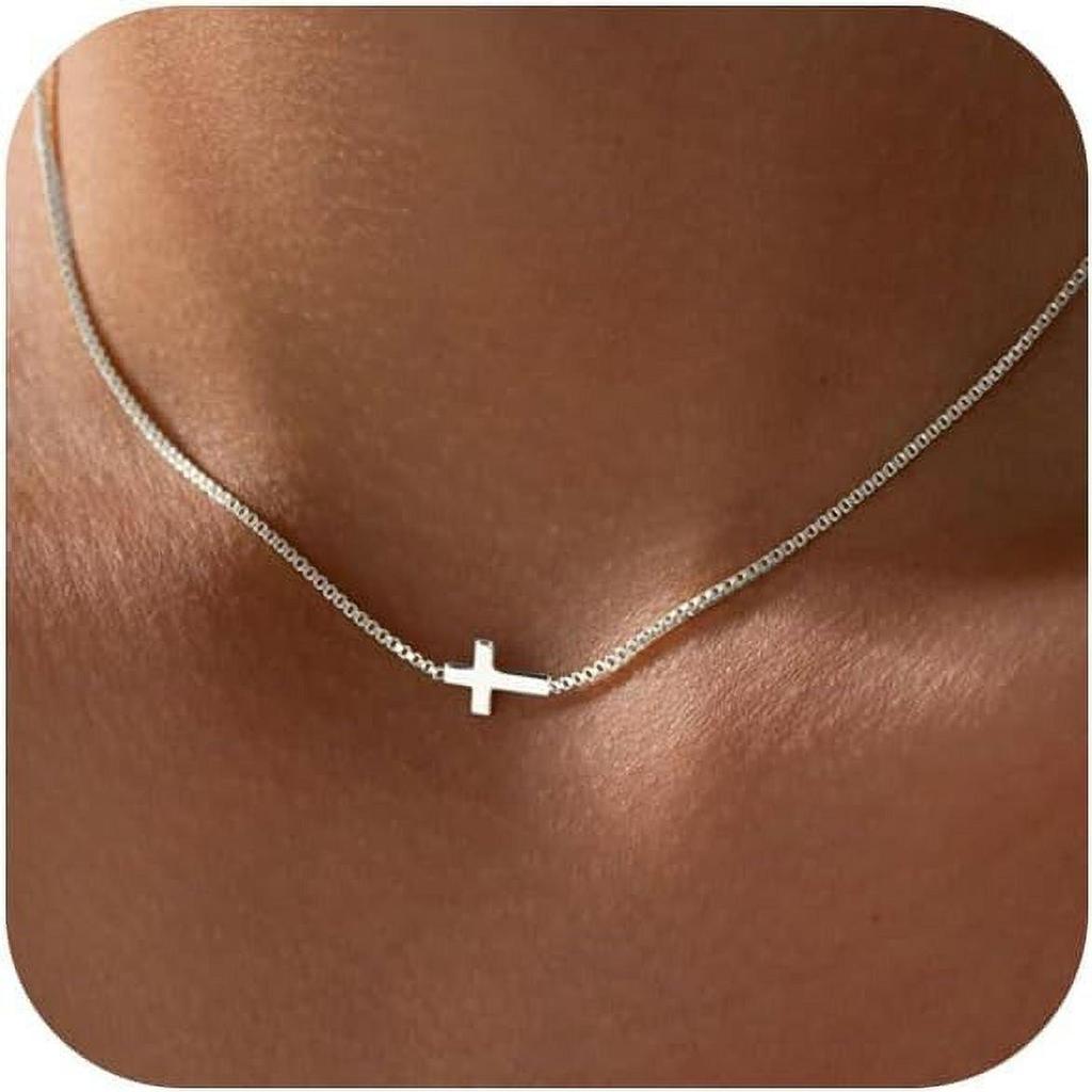 18K Gold-Plated Cross Necklace: Elegant, Simple, Multi-Color Clavicle Chain for Women.