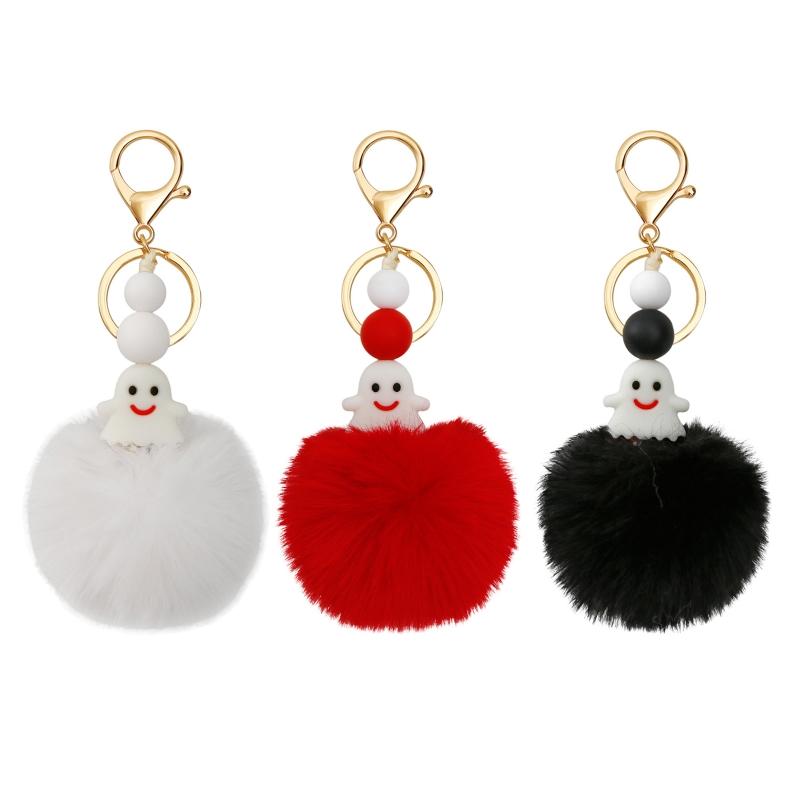 Halloween Keychain Luminous Cute Elf Plush Ball Keyring Spooky Decor Jewelry Accessory for Keys Backpack Car Party Decor
