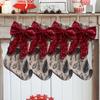 New Elk Print Christmas Stockings Large with Sequin Bow Present Bag Red Cloth Party Supplies New Year