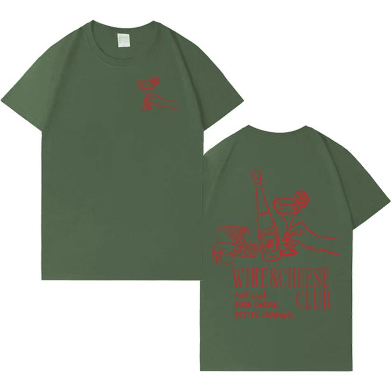 

Wine and Cheese Club Pattern Y2k Aesthetic Round Neck Tee Shirt Summer Spring Short Sleeves Graphics T Shirts Summer Streetwear 3XL