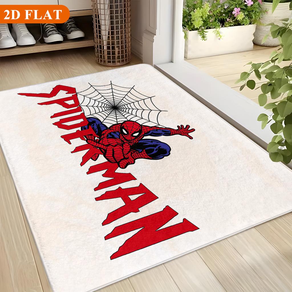Bath Mat 1pc, Spider for Man Logo_2, MARVEL Flannel Rectangular Mat, Bathroom Non-slip Entrance Mat, Fun Door Decoration Mat,