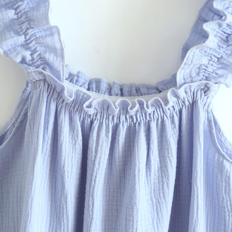 Women's Summer Cotton Spaghetti Strap Nightgown - Sweet, Cute, and Loose Mid-Length Dress for Homewear