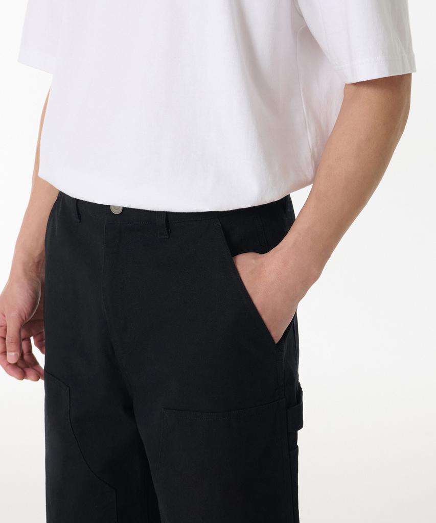 MUSINSA STANDARD Canvas Wide Double Knee Carpenter Pants [Black]