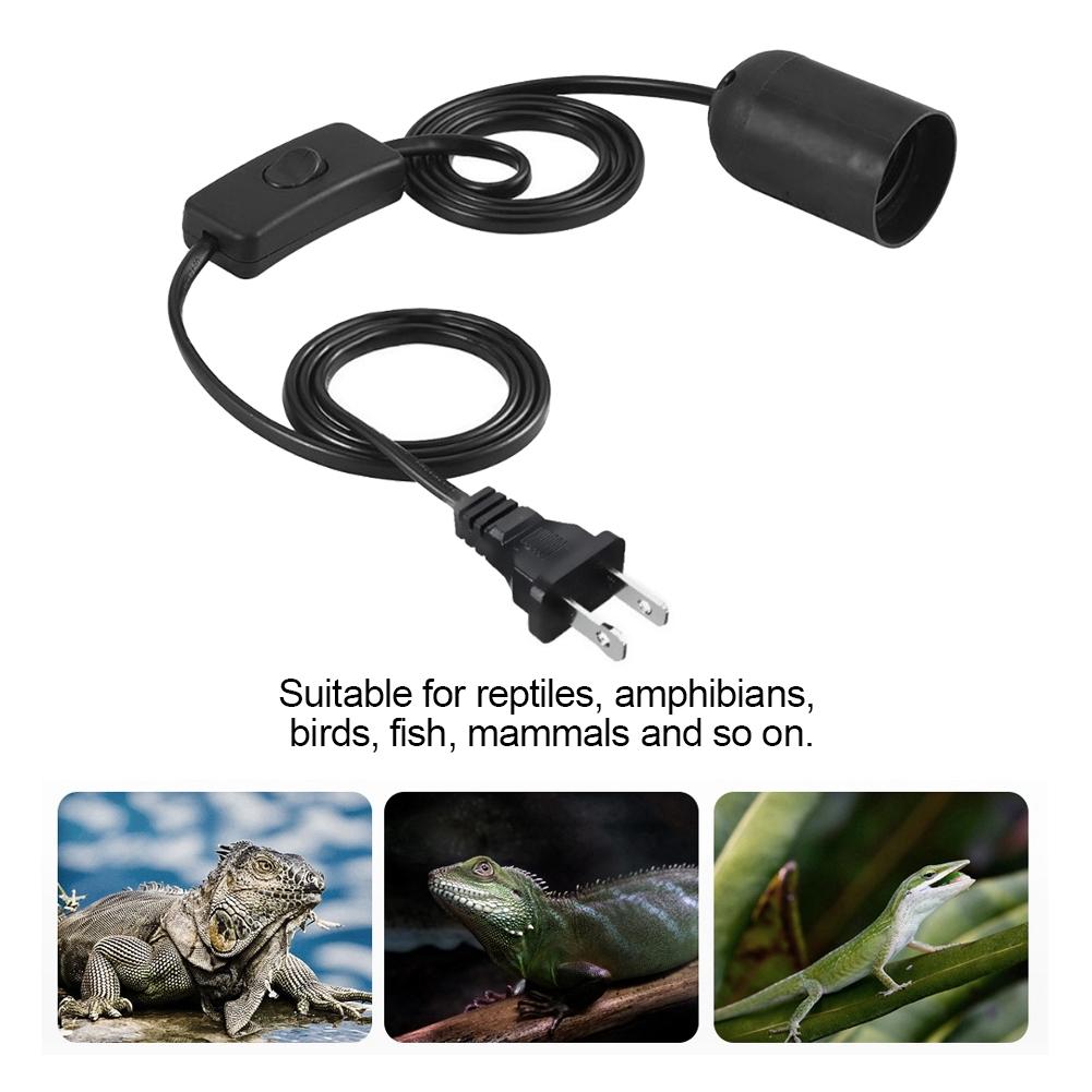Plastic Black E27 Ceramic Heating Strip Independent Switch Lamp Holder for Reptile Tortoise